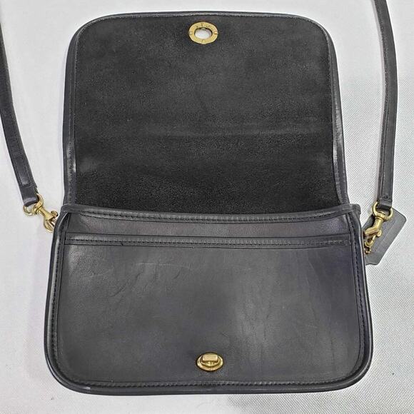 Coach Vintage 9755 Leather Penny Pocket Purse Crossbody Bag Black USA - Picture 9 of 16